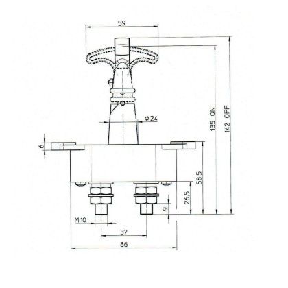 Seccionador de bateria unipolar e manual. 12/24V 250A, 2000A. 12/24V, 500018 500018 CORMAR