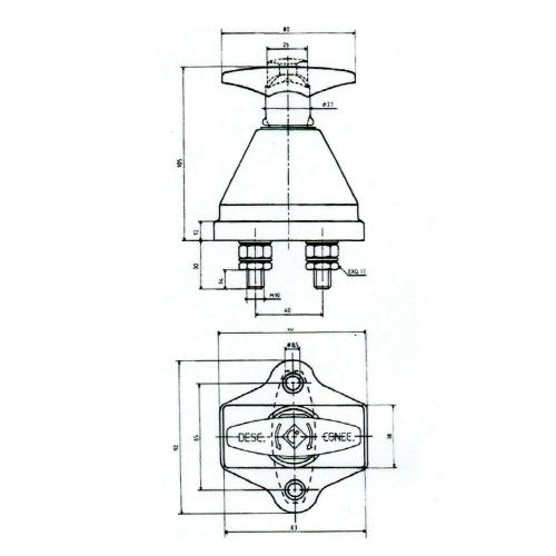 Interruptor de desconexão manual de bateria unipolar, 12/24 V, 350 A, pico de 3500 A. 12/24 V. CORMAR 500015 500015 CORMAR