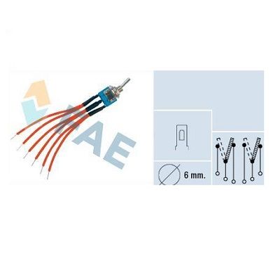 comutador ,Interruptor minitura Cromado, 6 Conexiones 80mm. F65805 FAE