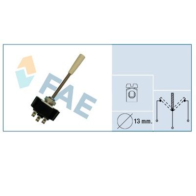 Conmutador  Palanca, Negro,Con Tuercas, Ø13Mm ON-OFF-ON. F65150 FAE