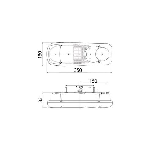 Feu arrière gauche Nissan avec éclairage de plaque et passe-câbles. 01135395 LEO