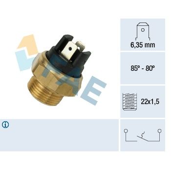 Termocontacto ventilador.Terminal faston  6,35mmm,85º,rosca 22x1,5 F37390 FAE